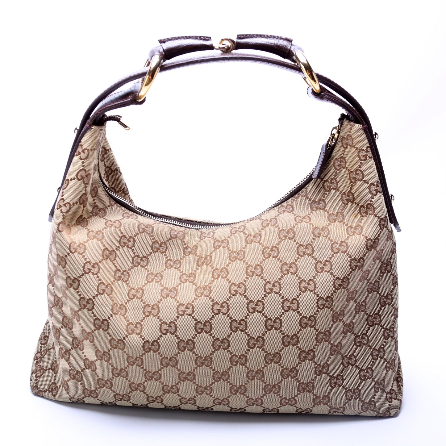 Gucci 115867 Horsebit GG Canvas Hobo Bag