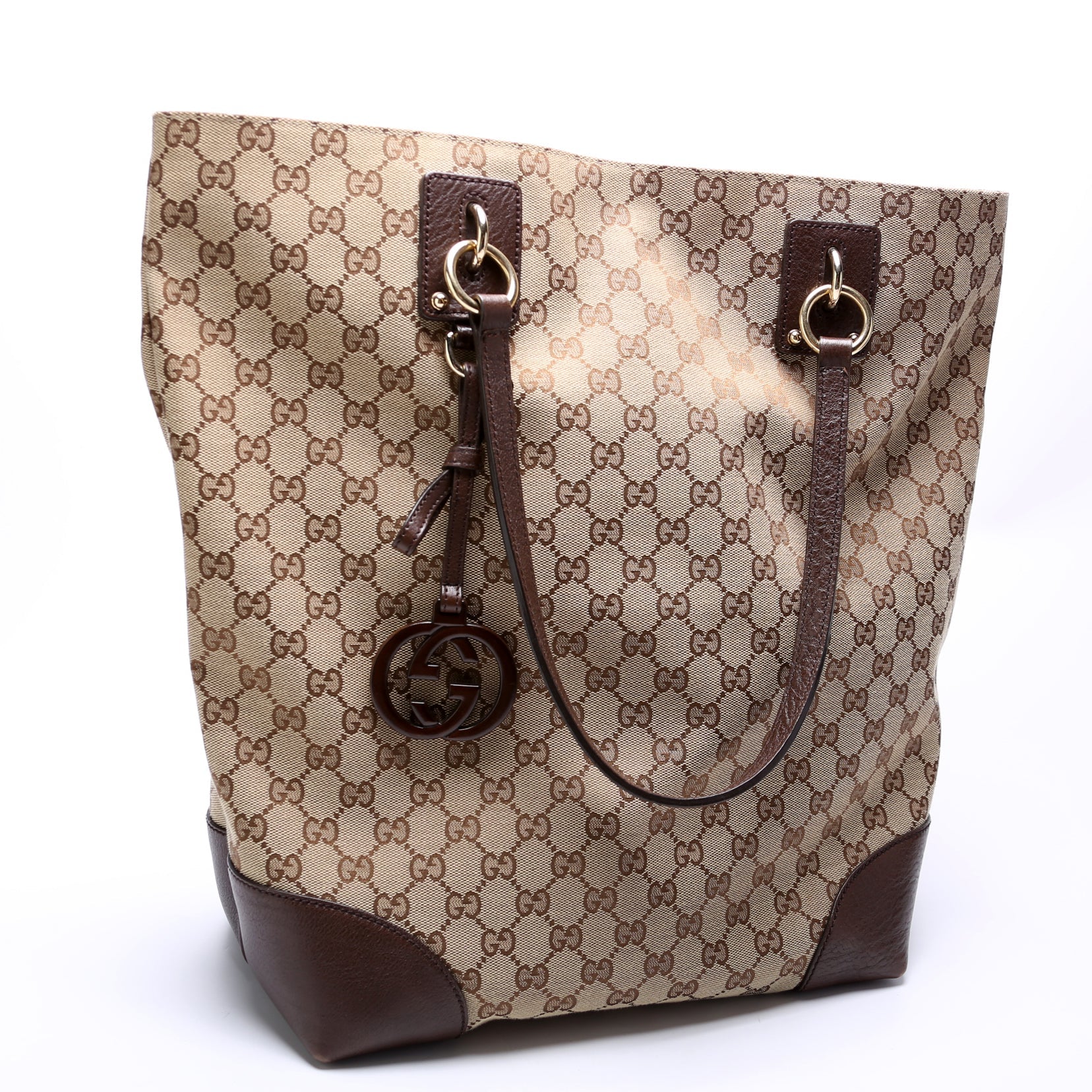 Gucci 247236 GG Canvas Large Charm Tote Bag