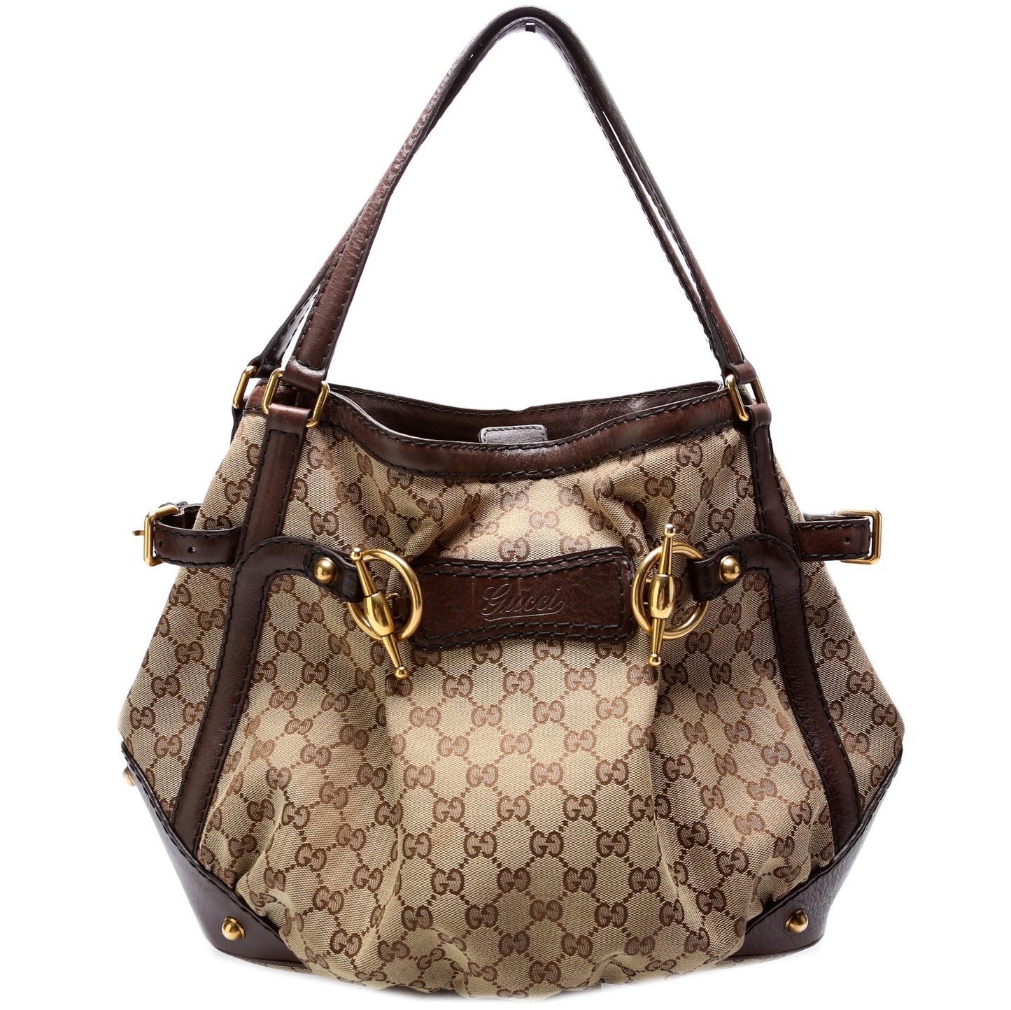 Gucci 203546 GG Canvas Jockey Medium Tote Bag