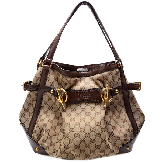 Gucci 203546 GG Canvas Jockey Medium Tote Bag