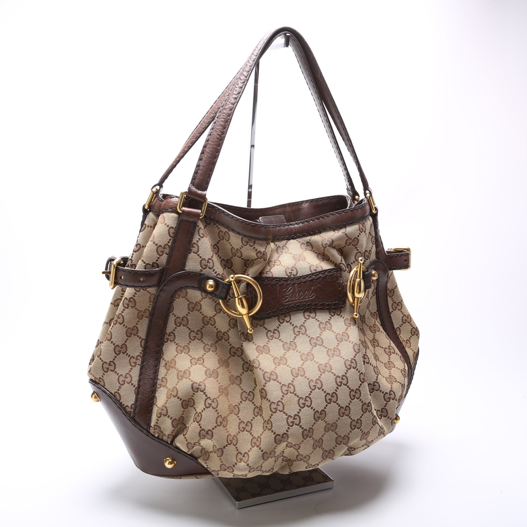 Gucci 203546 GG Canvas Jockey Medium Tote Bag