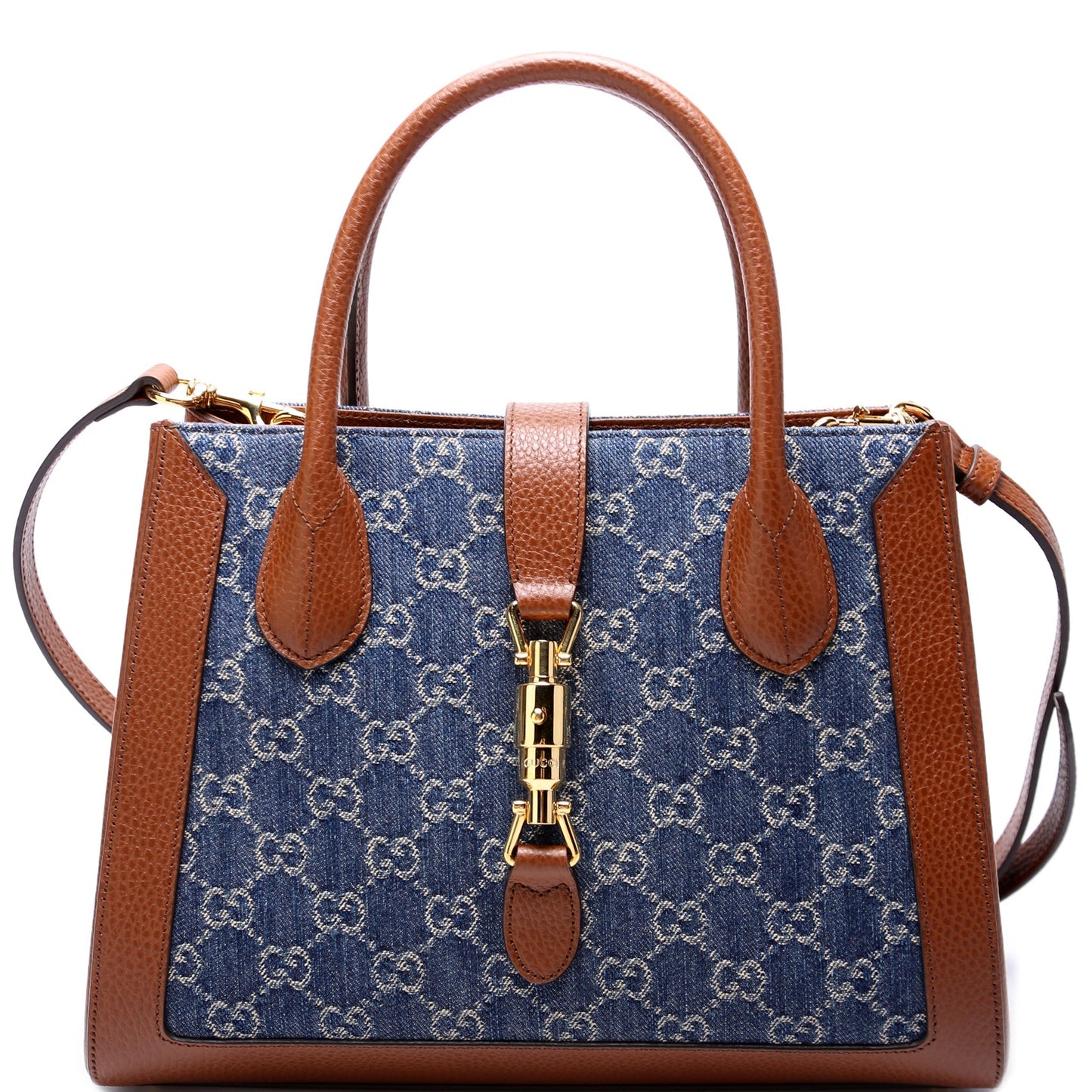 Gucci Jackie 1961 Medium Tote New Denim GG 649016 Bag