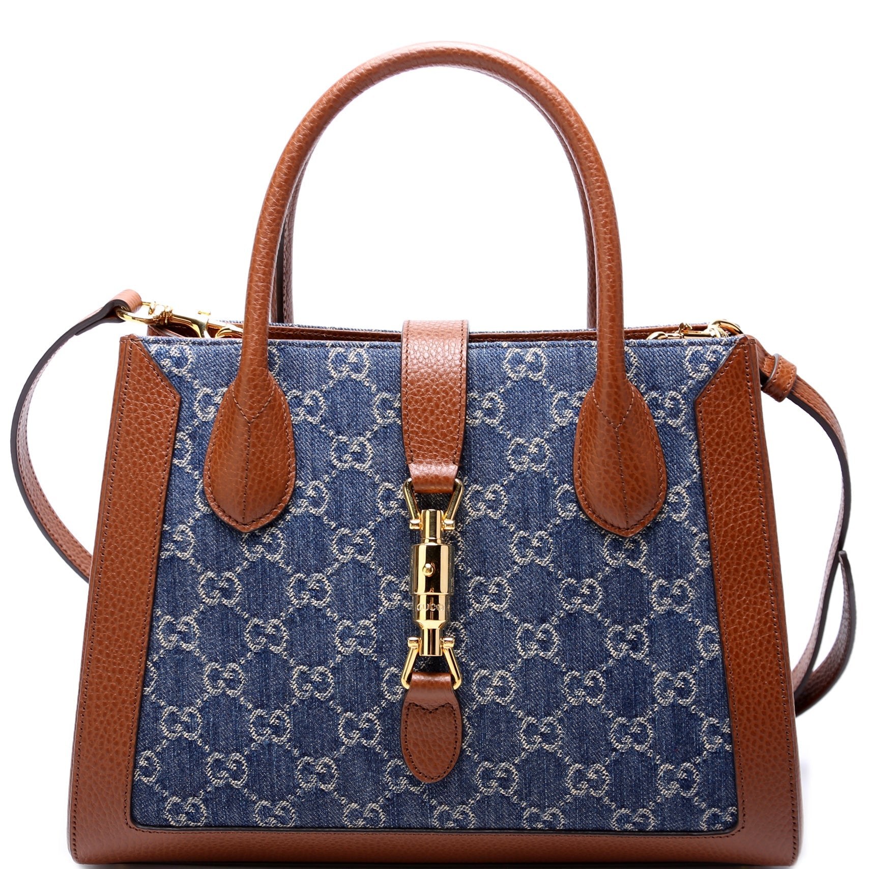 Gucci Jackie 1961 Medium Tote New Denim GG 649016 Bag