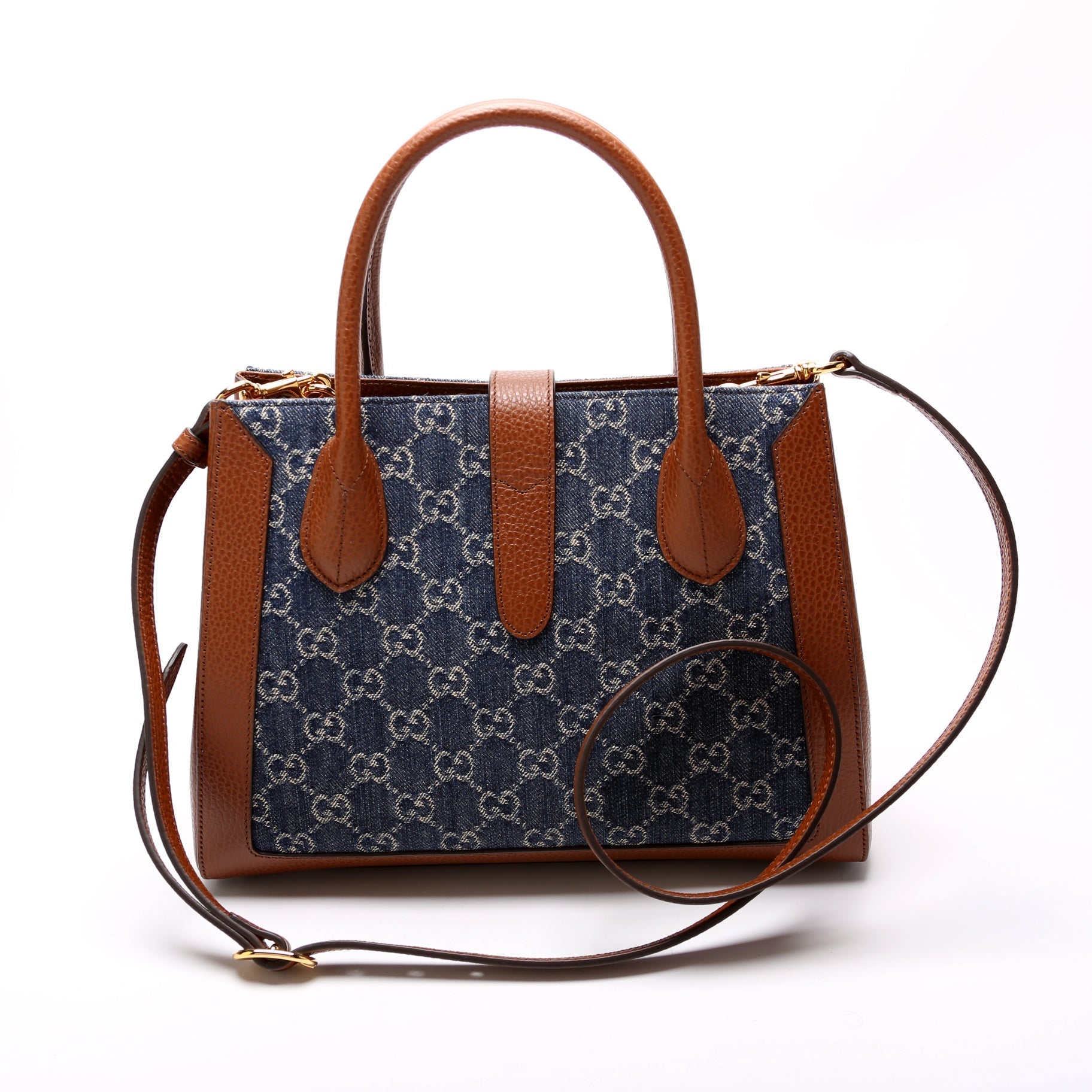 Gucci Jackie 1961 Medium Tote New Denim GG 649016 Bag