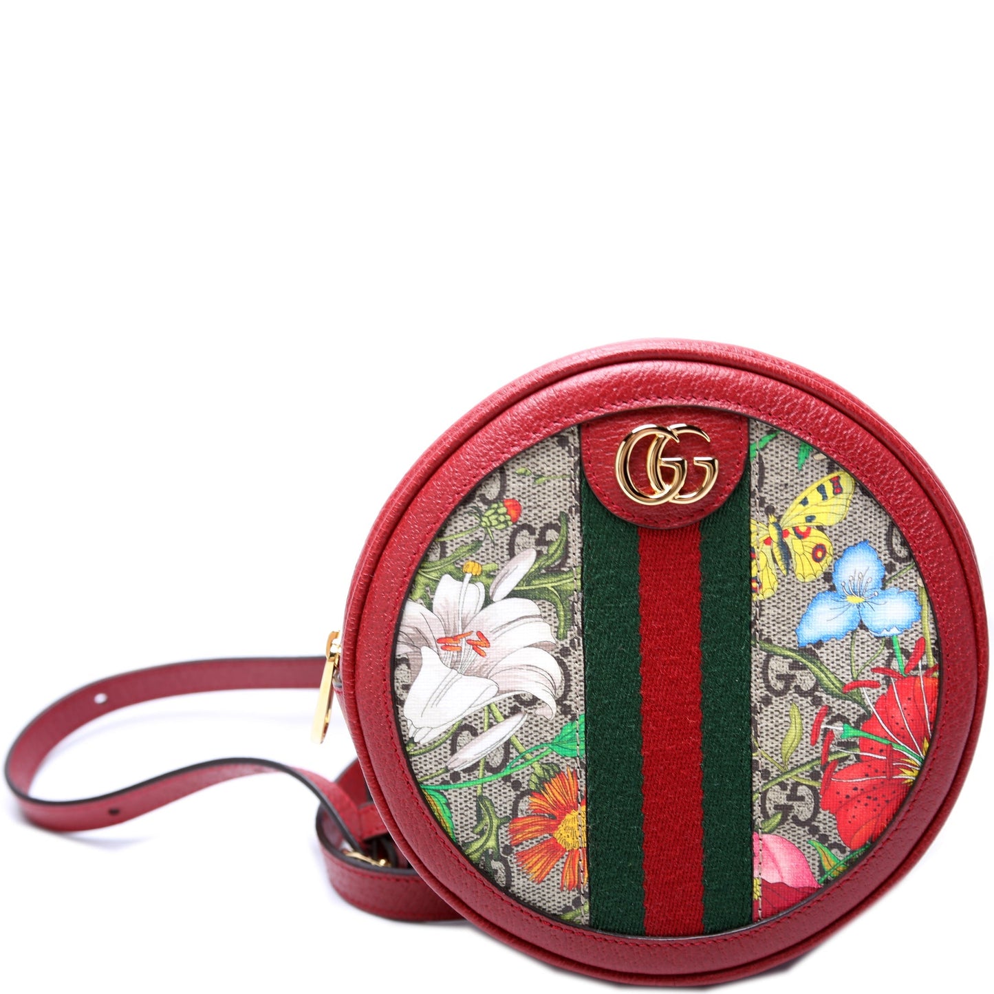 Gucci 598661 Ophidia Web Mini Flora Round Backpack Bag