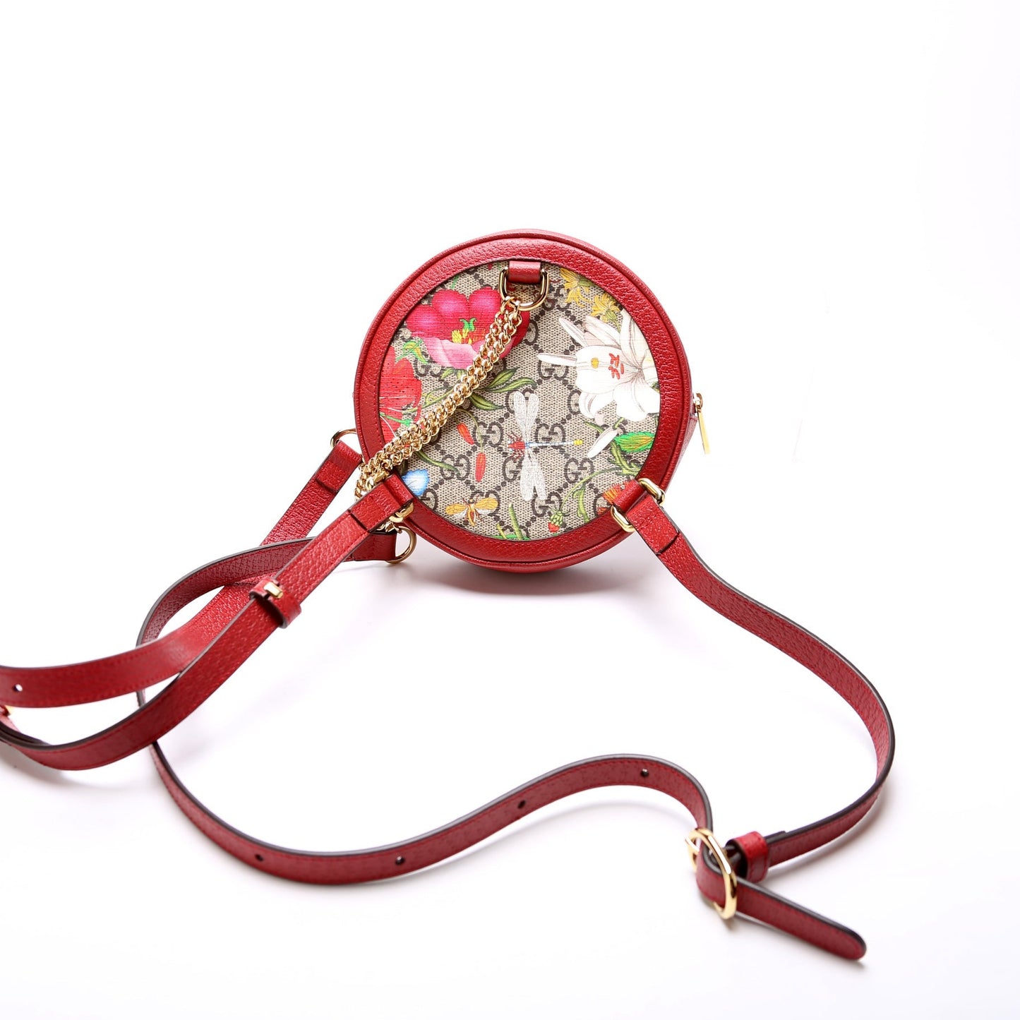 Gucci 598661 Ophidia Web Mini Flora Round Backpack Bag