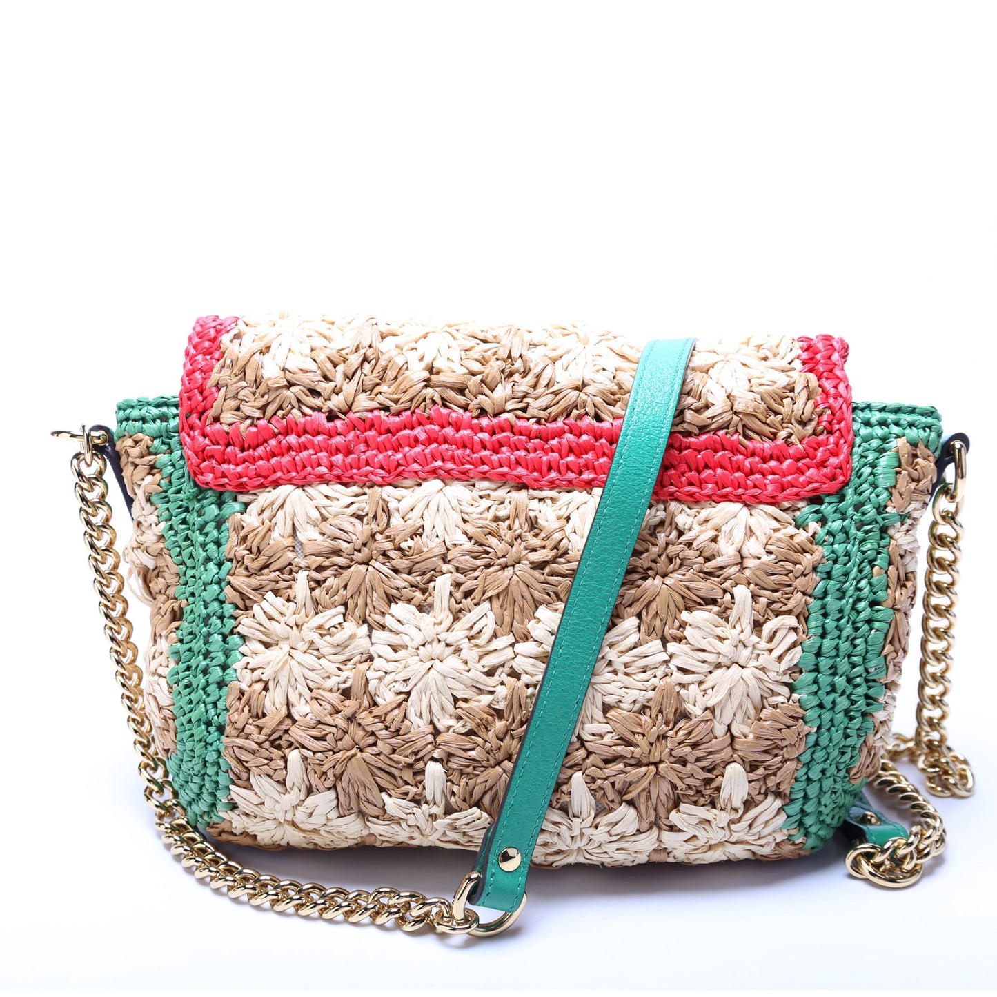 Gucci 574433 GG Marmont Raffia Small Flap Bag