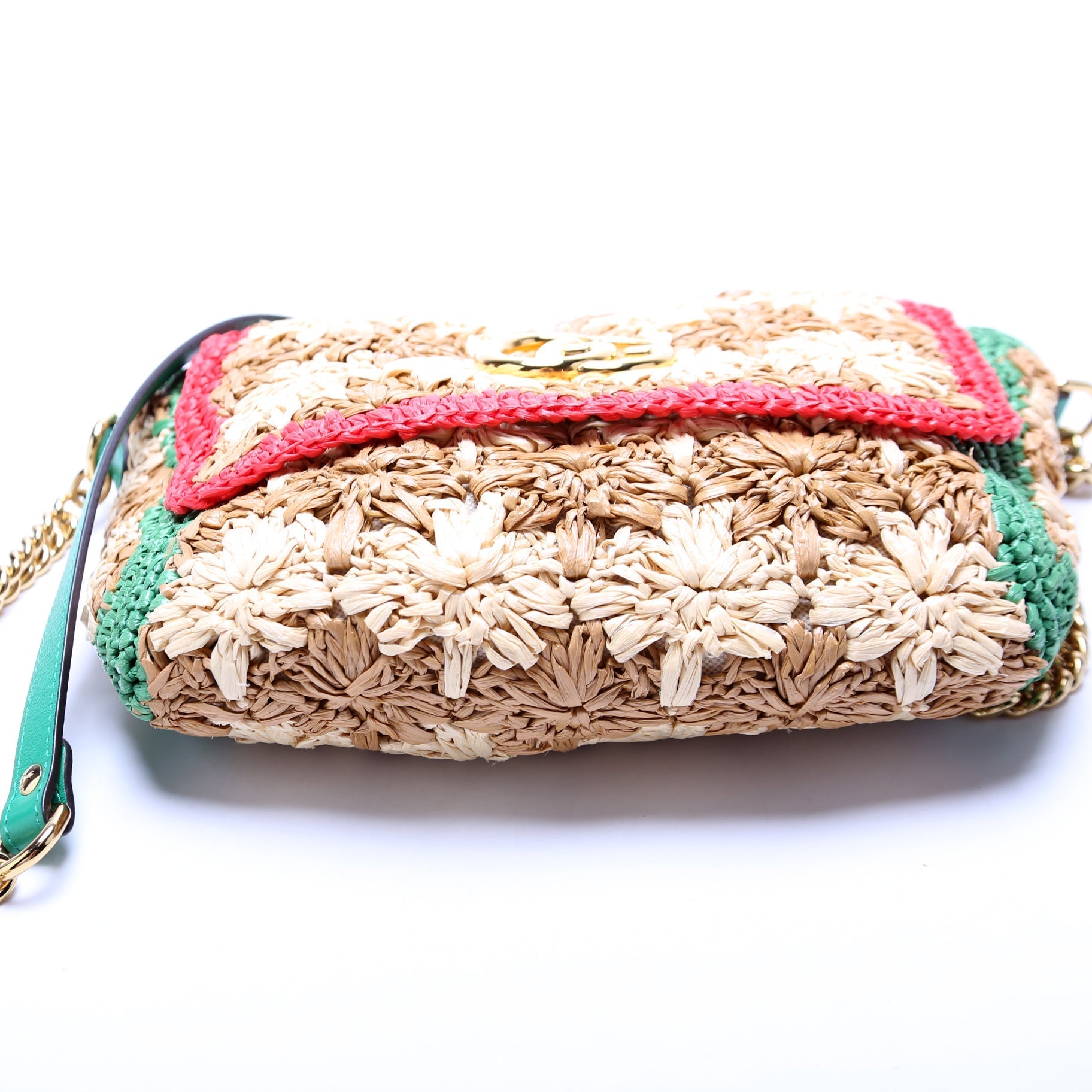 Gucci 574433 GG Marmont Raffia Small Flap Bag