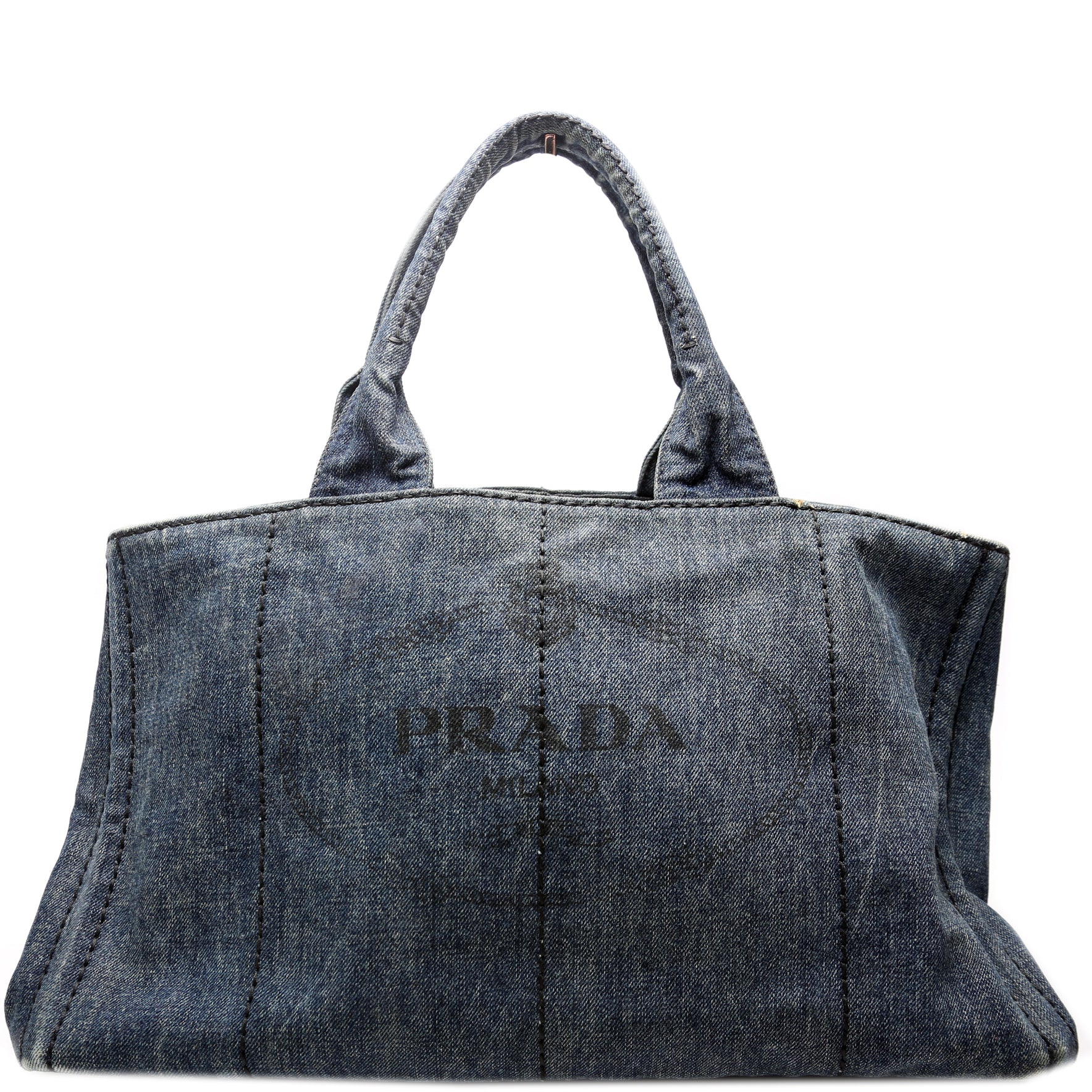 Prada Canapa Denim Canvas Large Tote Bag