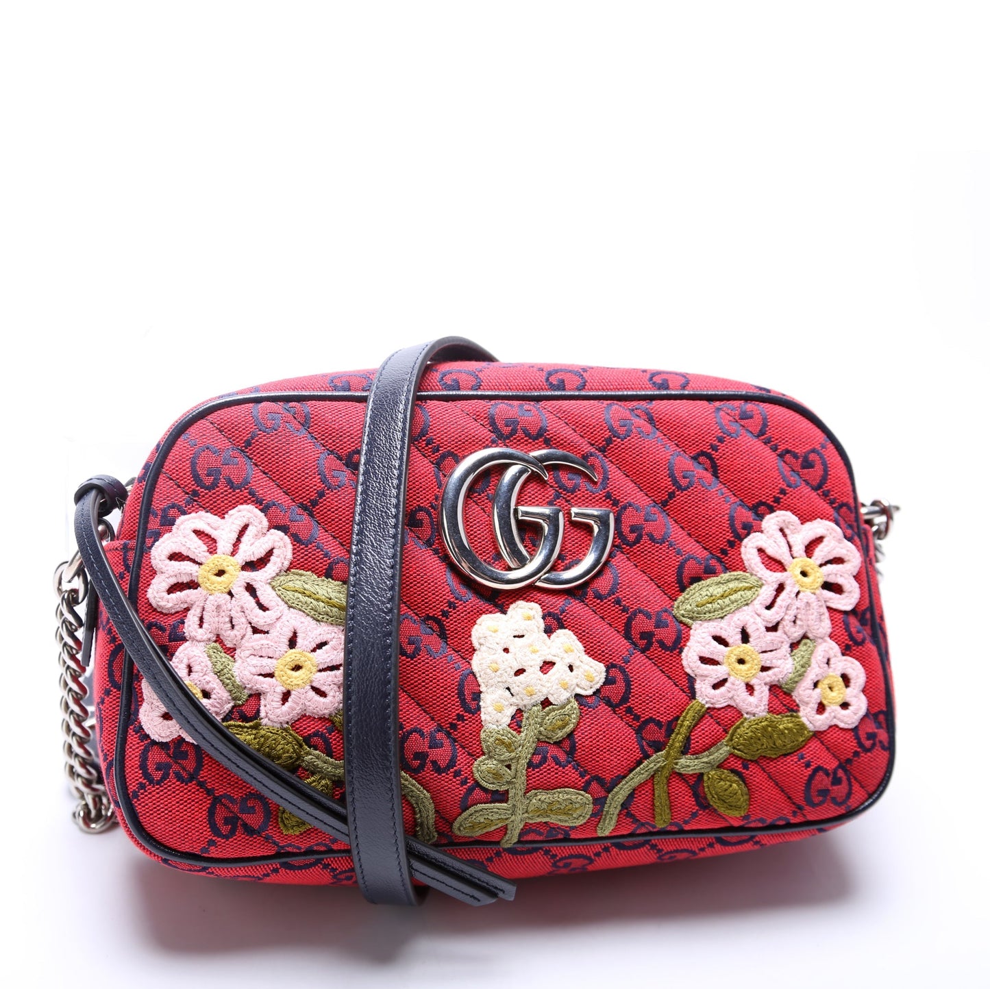 Gucci Marmont Small Camera Multicolor Embroidered Canvas 447632 Bag