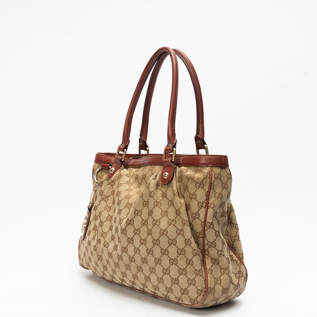 Gucci Monogram Leather Top Handle Tote