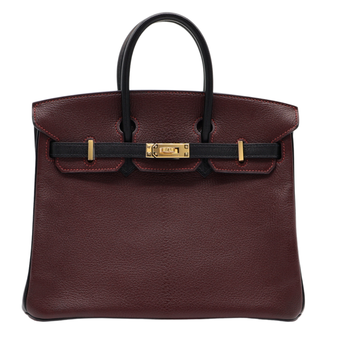 Hermes25cm Birkin HSS Bordeaux/ Black Chèvre Gold Hardware
