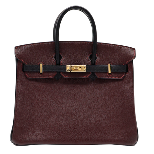 Hermes25cm Birkin HSS Bordeaux/ Black Chèvre Gold Hardware