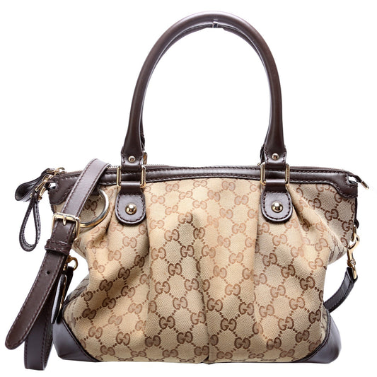 Gucci Leather Canvas Shoulder Bag