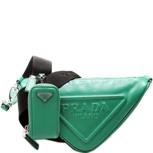 Prada Triangle Logo Leather Shoulder Bag
