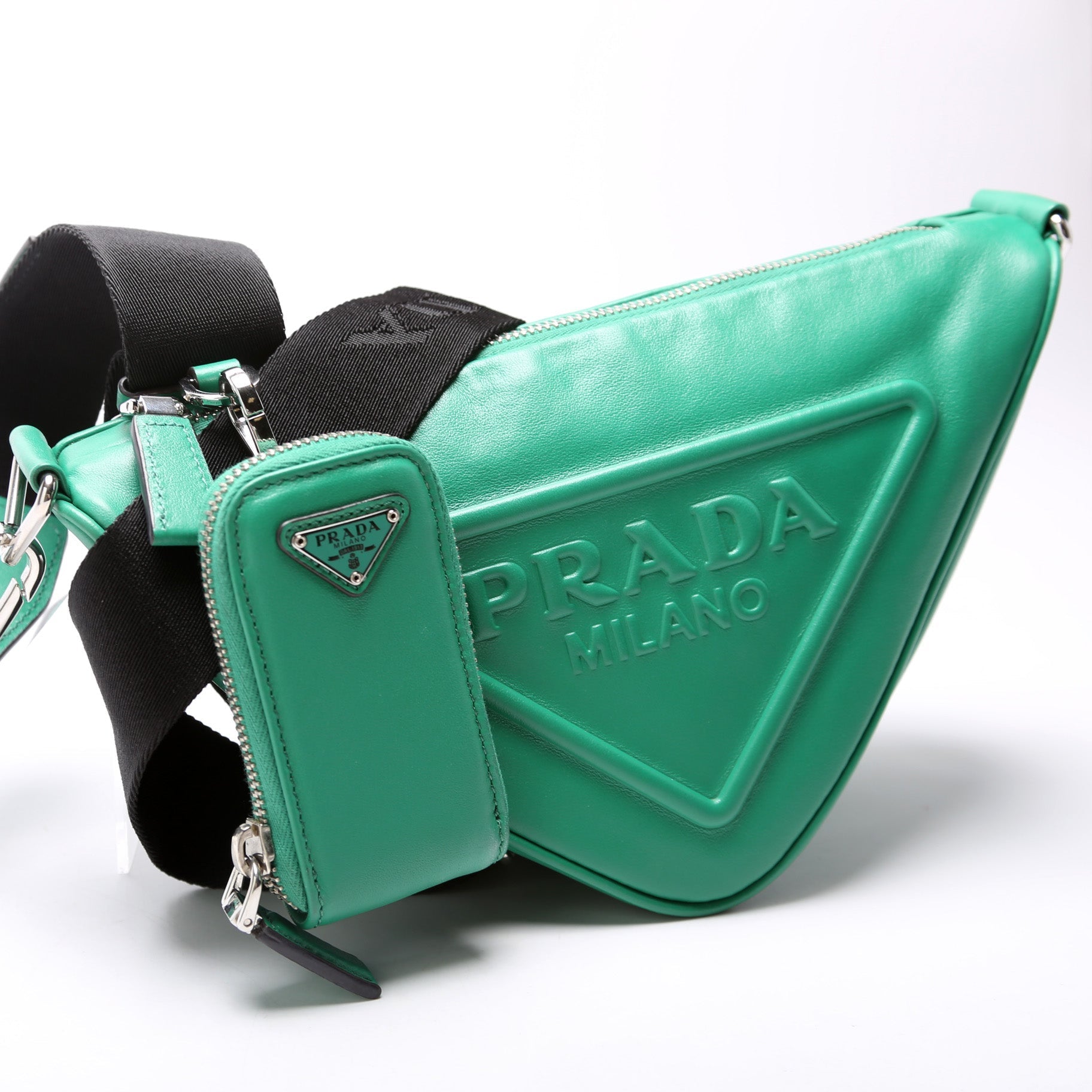 Prada Triangle Logo Leather Shoulder Bag