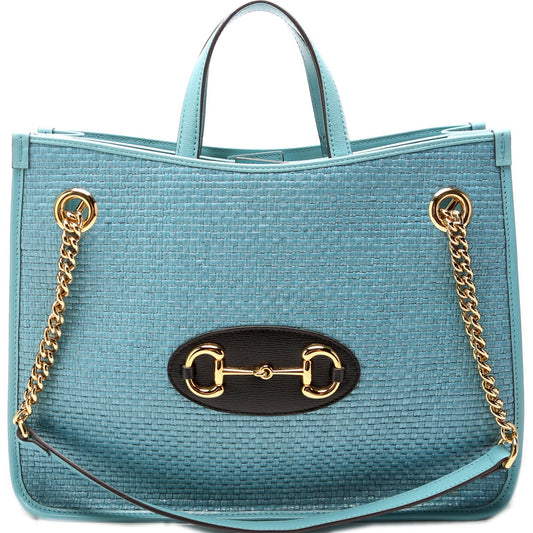 Gucci Horsebit Raffia Chain Tote 6211 Bag
