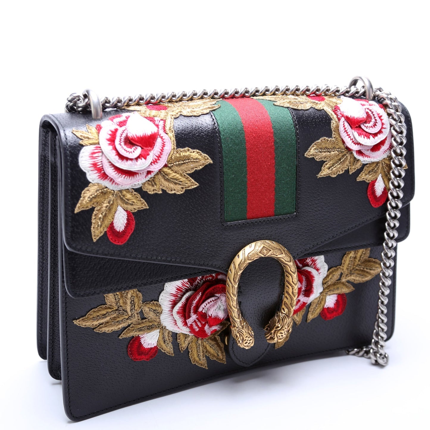 Gucci Dionysus Leather Floral Embroidered Shoulder Medium Bag