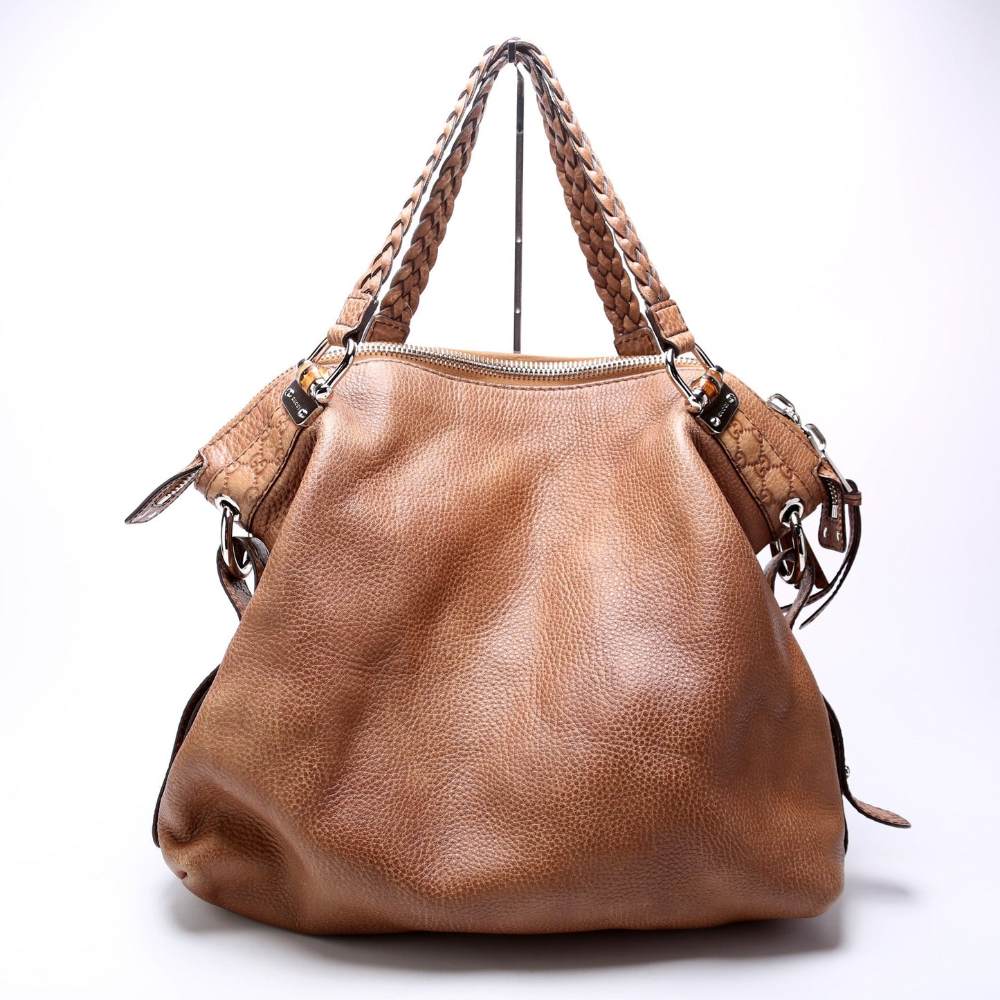 Gucci Bamboo Car Large Leather Shoulder Bag