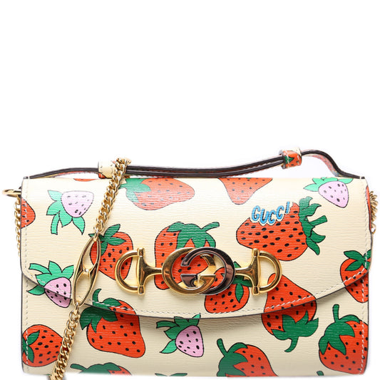 Gucci Zumi Strawberry Print Calfskin Mini Shoulder Bag