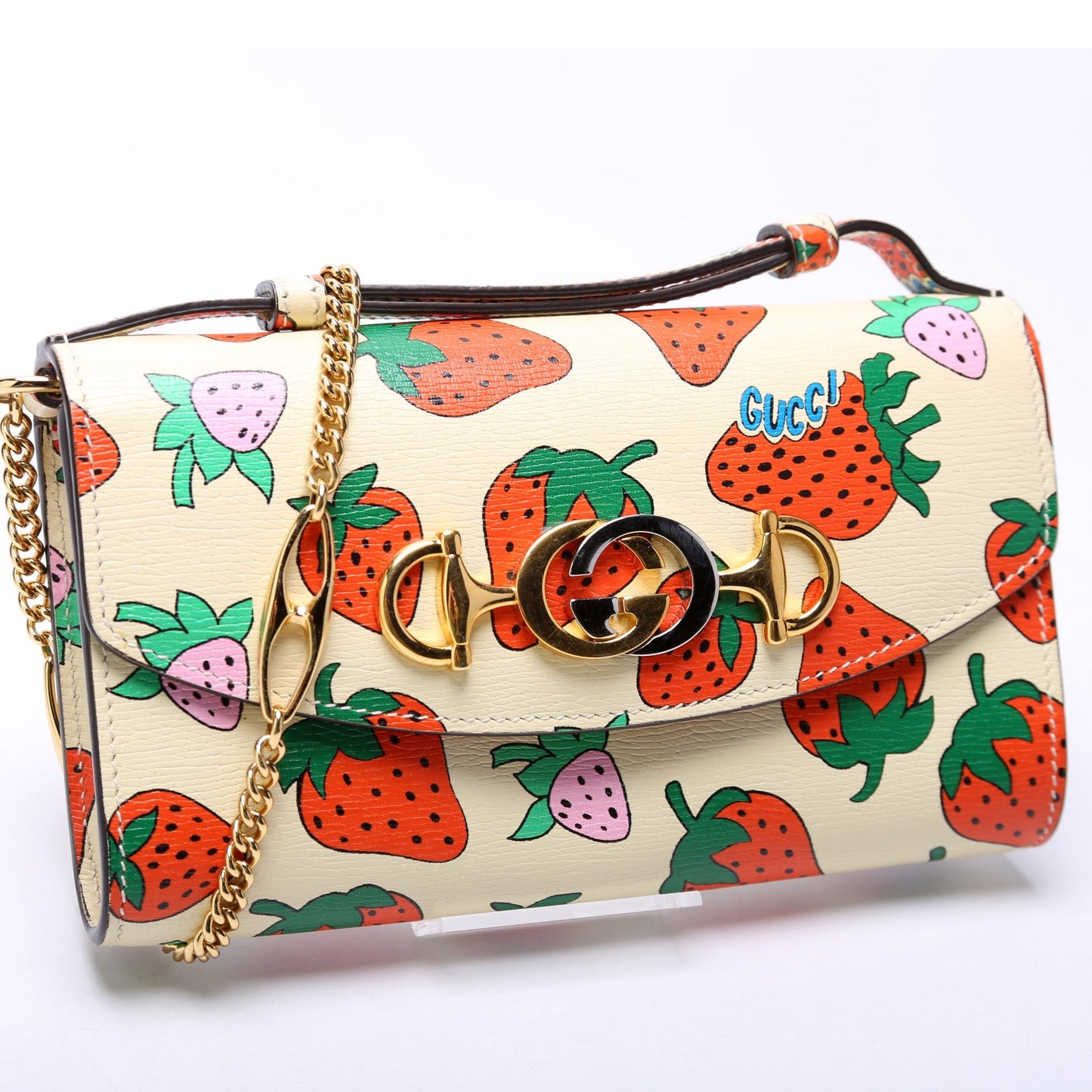 Gucci Zumi Strawberry Print Calfskin Mini Shoulder Bag