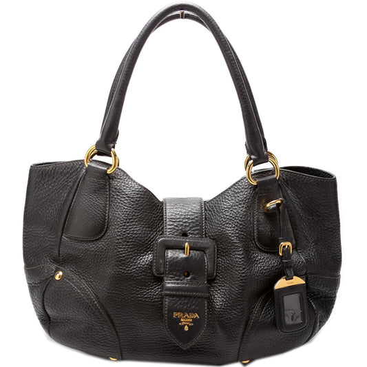 Prada Vitello Daino Buckle Tote Bag