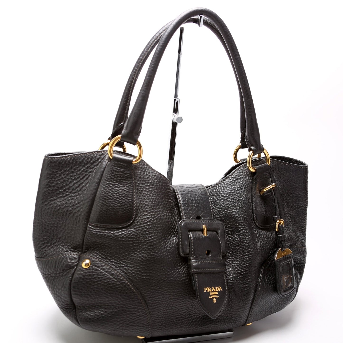 Prada Vitello Daino Buckle Tote Bag