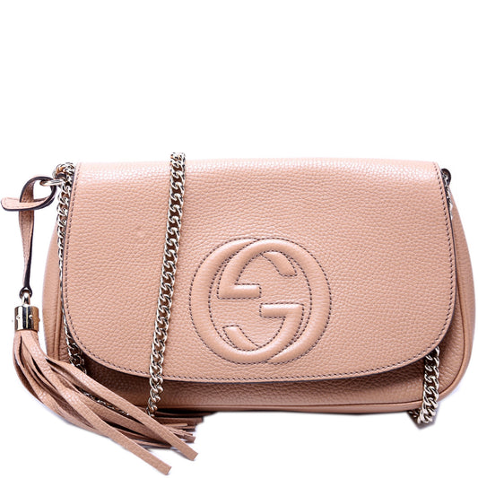 Gucci Soho Chain Tassel Flap Beige 536224 Bag