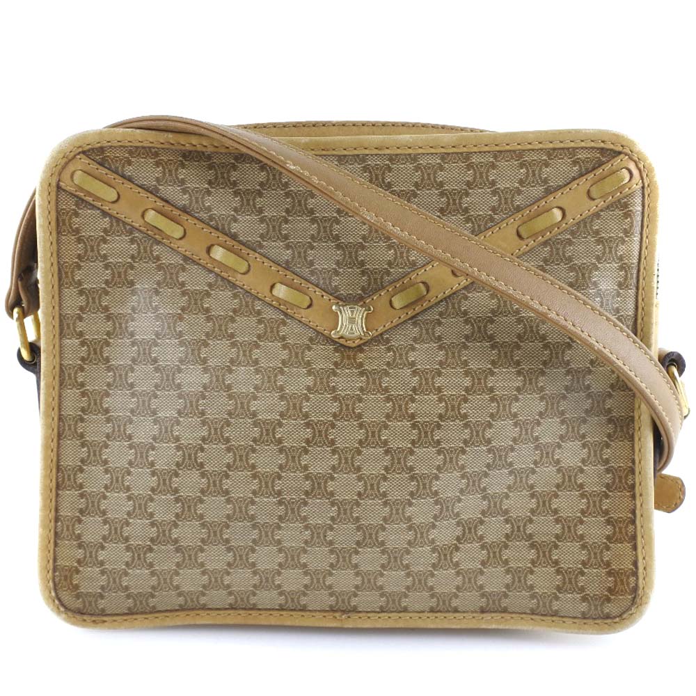 CELINE Shoulder Bag PVC Brown Macadam Women