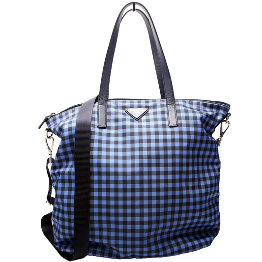 Prada Tessuto Nylon Gingham Tote Bag