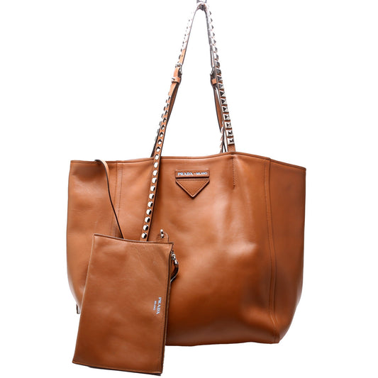 Prada Grace Lux Studded Large Concept Shopper Tote Bag