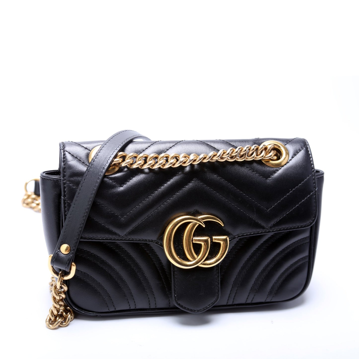 Gucci 446744 Marmont Leather Shoulder Mini Flap Bag