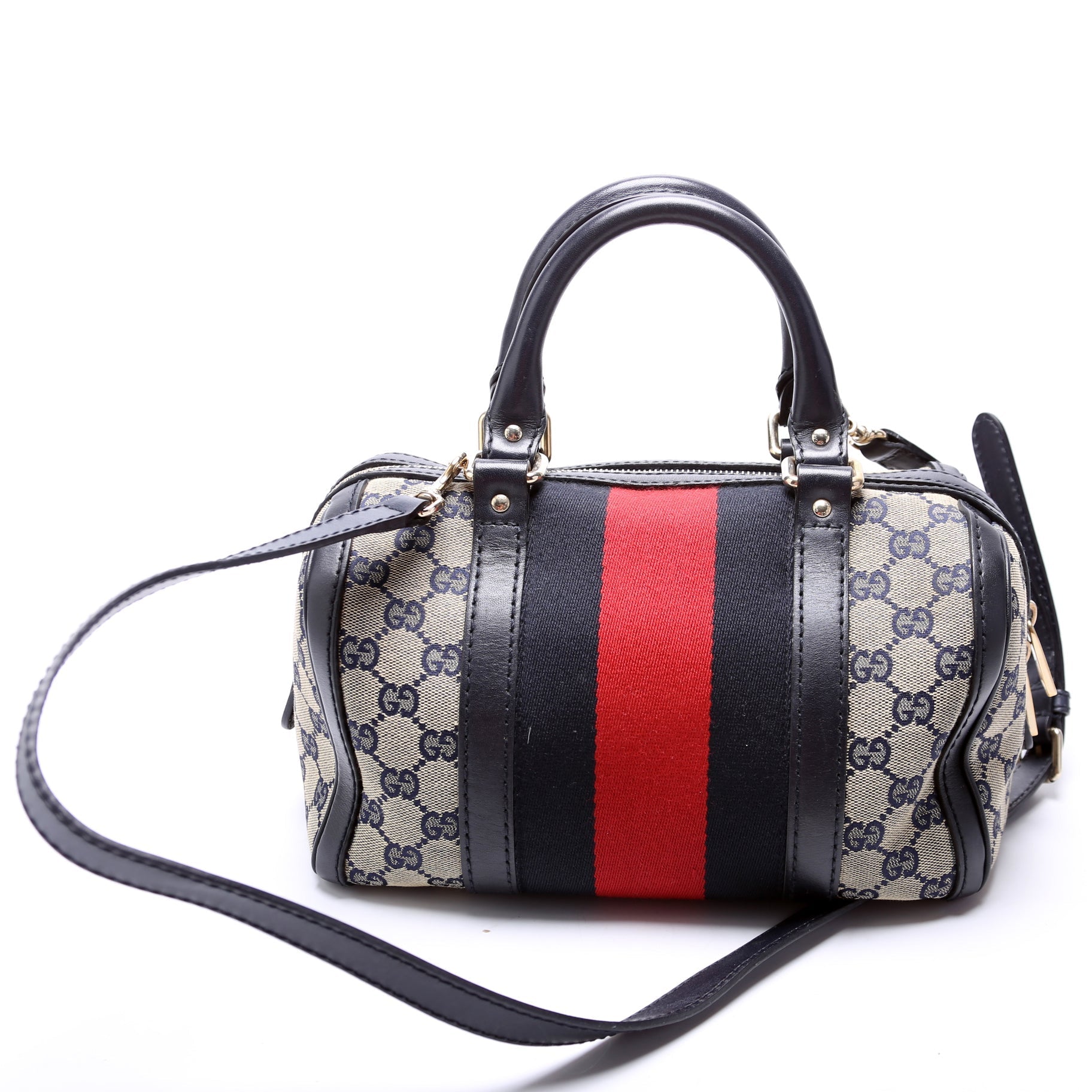 Gucci 269876 GG Canvas Web Small Boston Bag