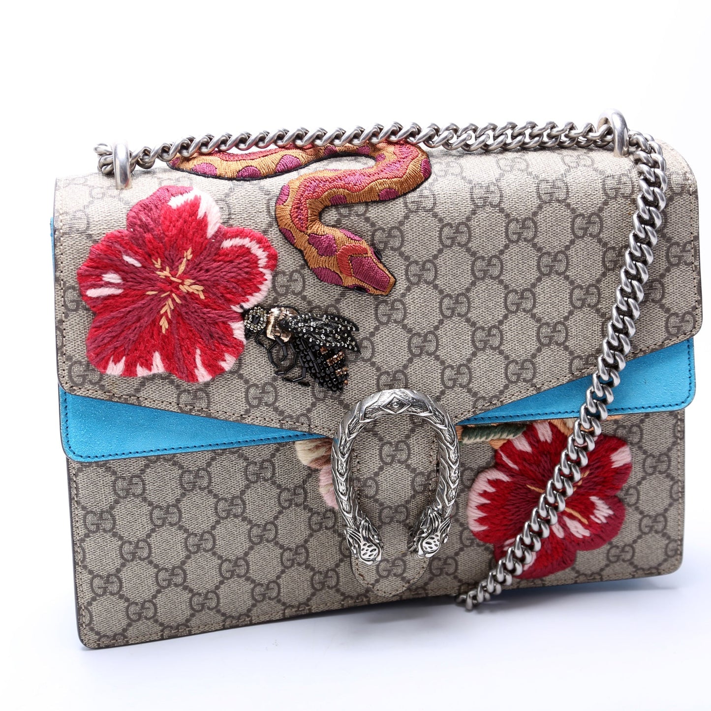 Gucci 400235 Dionysus Bee Snake Embossed Shoulder Medium Bag