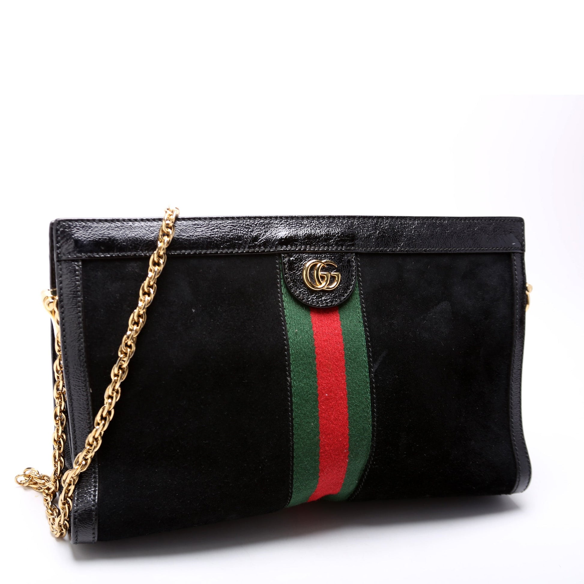 Gucci 503876 Ophidia Suede Shoulder Web Medium Bag
