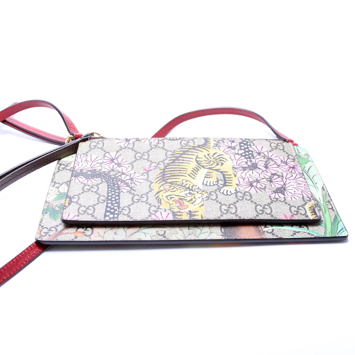 Gucci 454111 GG Supreme Tian/Bengal Double Zip Shoulder Bag