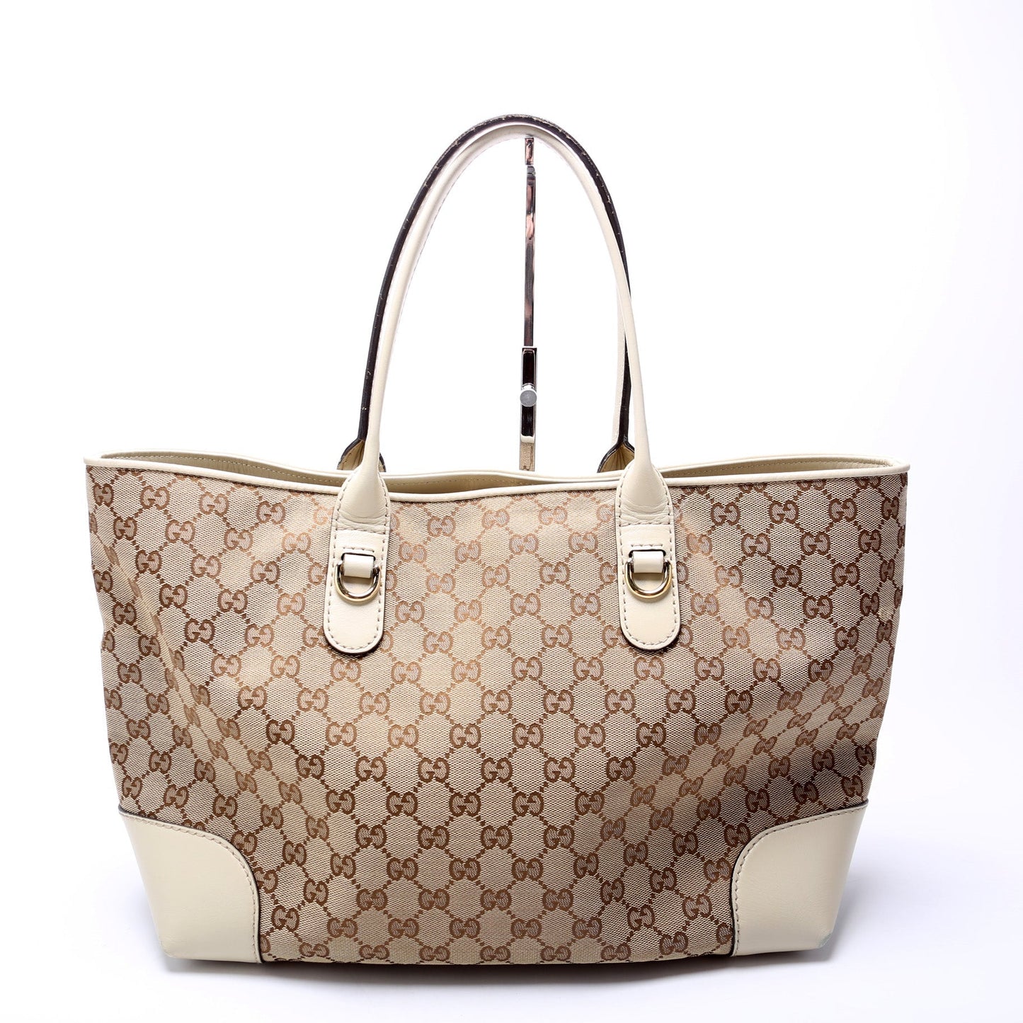 Gucci 269956 GG Canvas Heart Bit Charm Tote Bag