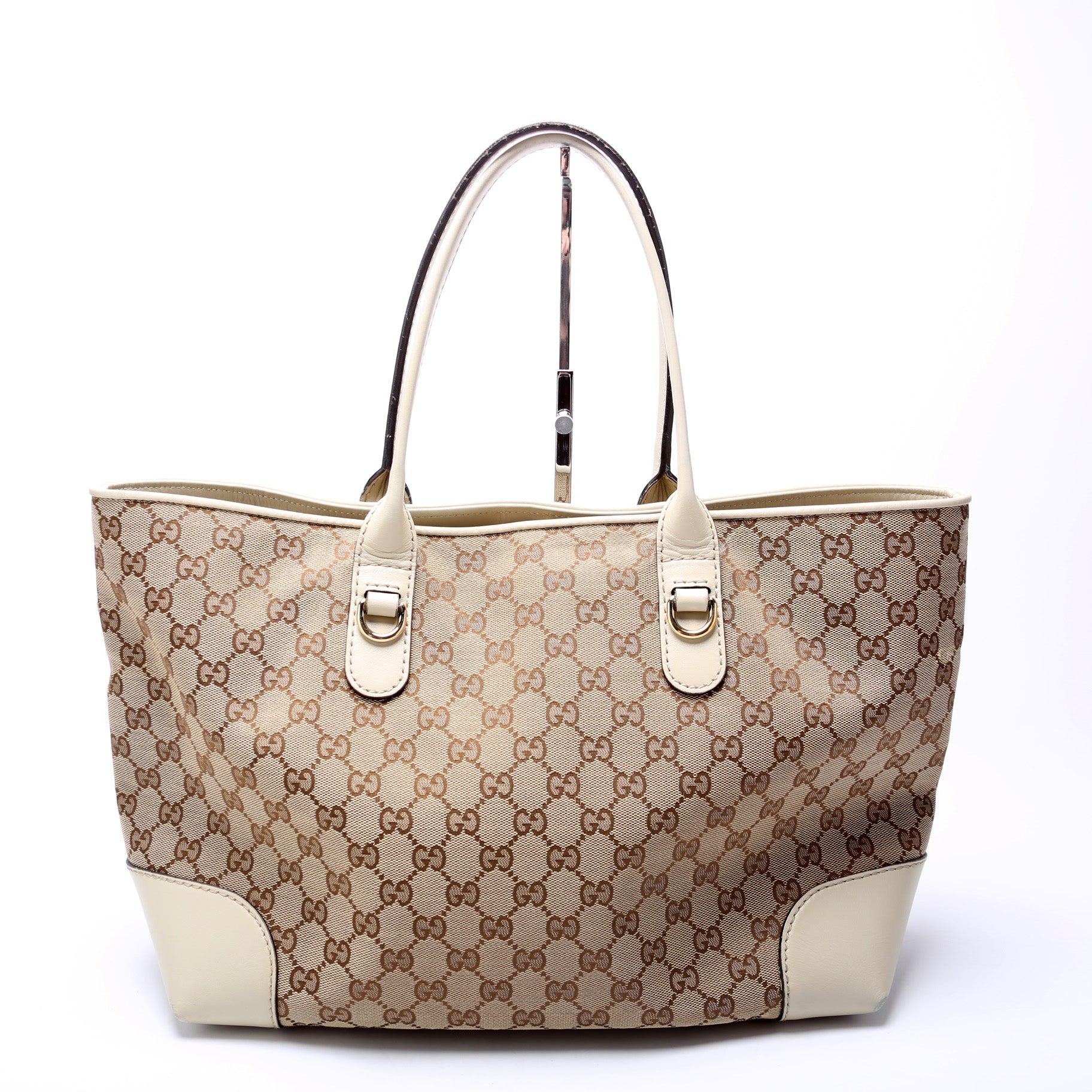 Gucci 269956 GG Canvas Heart Bit Charm Tote Bag