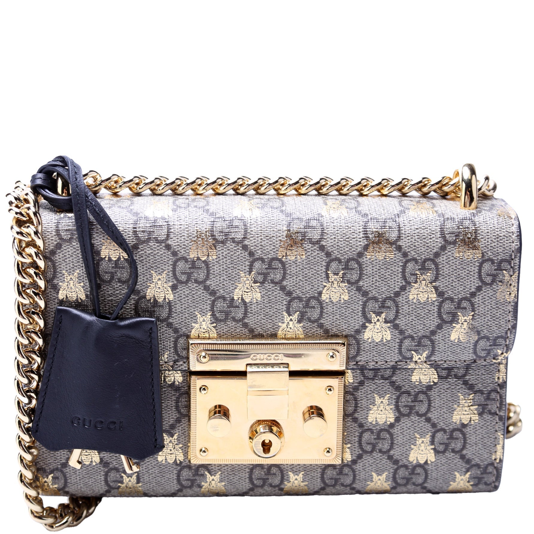 Gucci 409487 Padlock GG Supreme Bee Small Bag