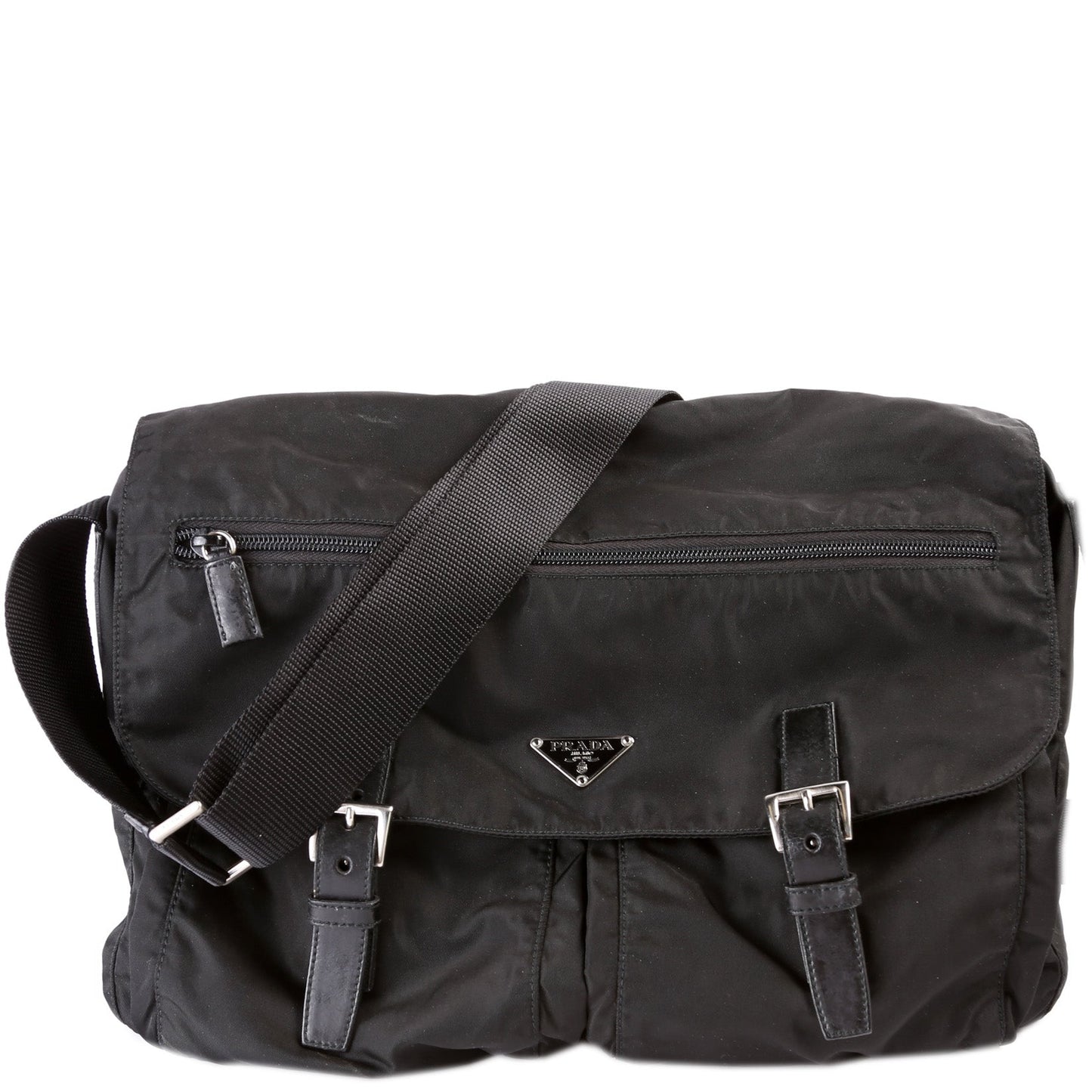 Prada Tessuto Nylon Buckle Messenger Bag