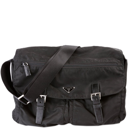 Prada Tessuto Nylon Buckle Messenger Bag