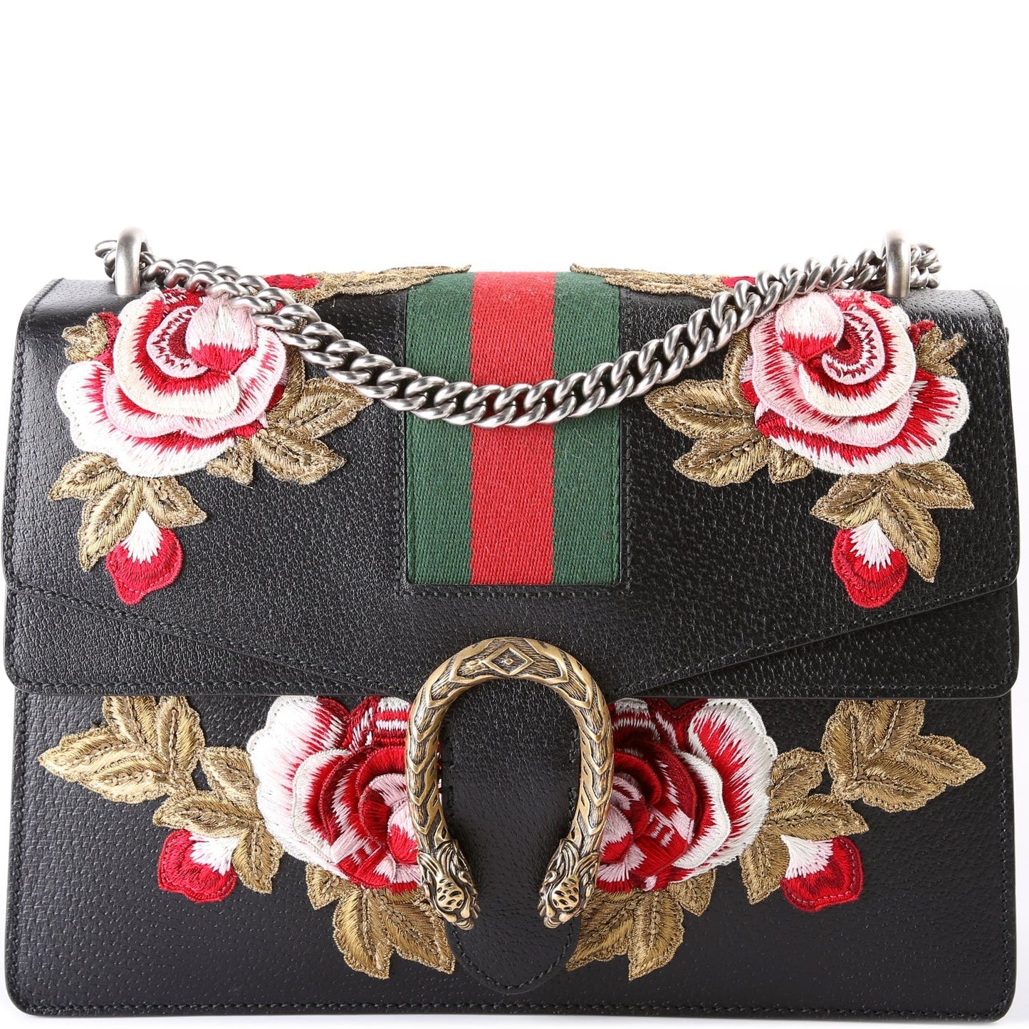 Gucci 403348 Dionysus Leather Floral Embroidered Shoulder Medium Bag