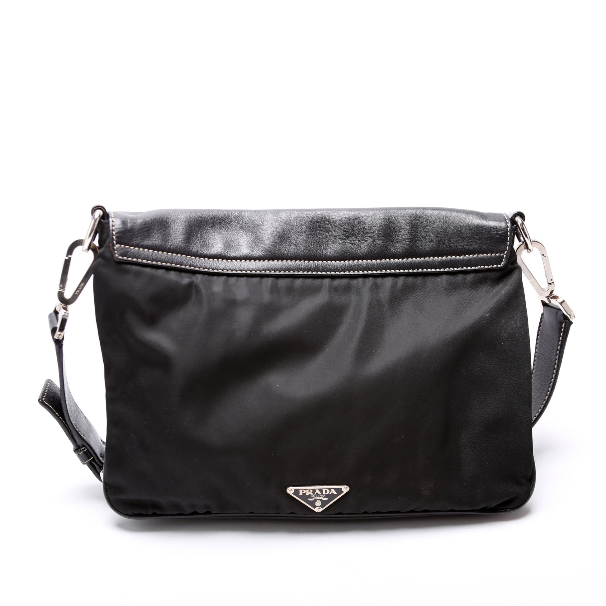 Prada Nylon/Leather Pushlock Shoulder Bag