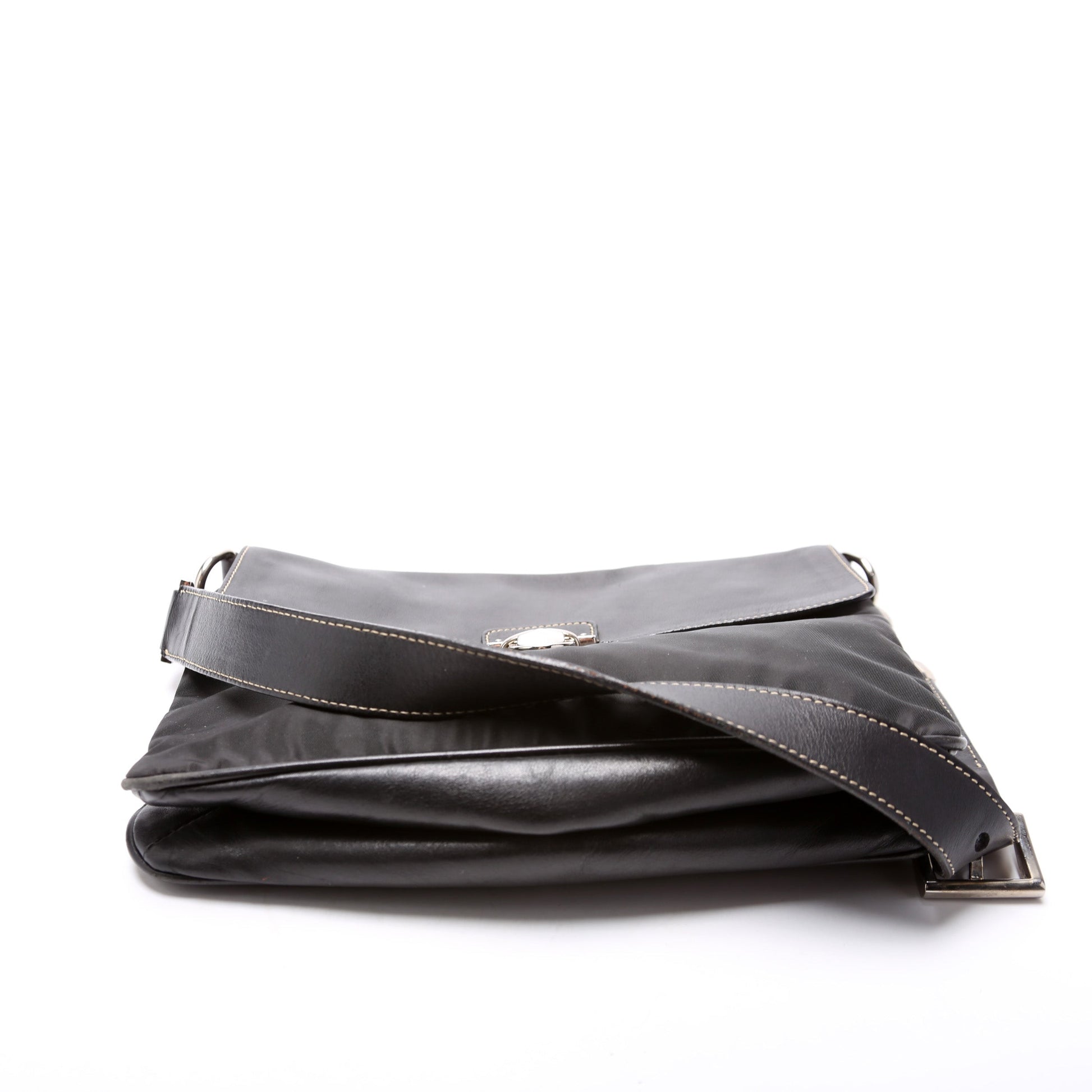 Prada Nylon/Leather Pushlock Shoulder Bag