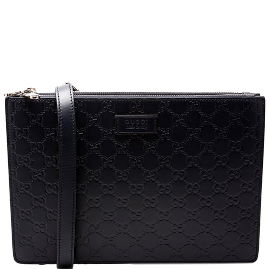 Gucci 450953 GG Leather Double Zip Messenger Bag