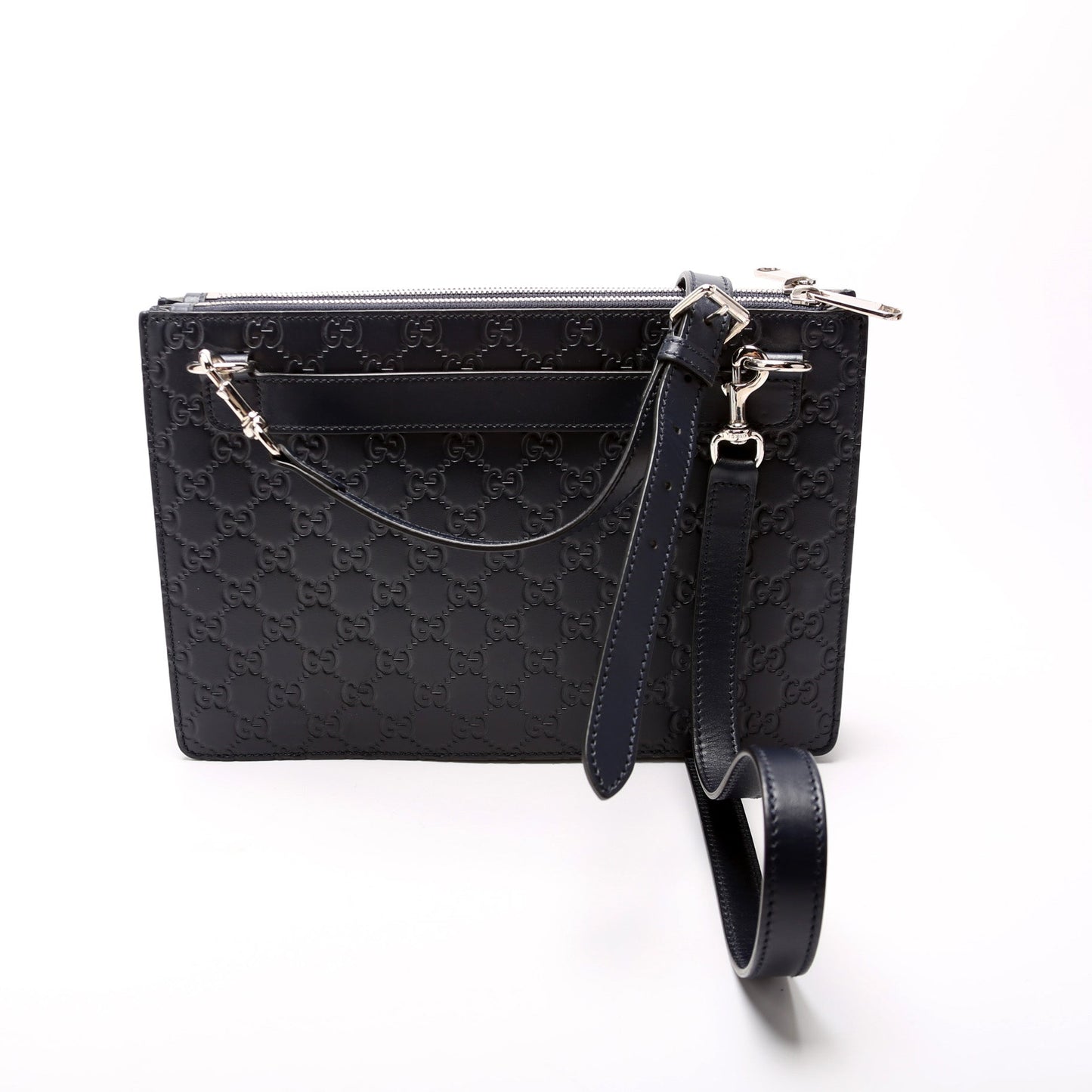 Gucci 450953 GG Leather Double Zip Messenger Bag