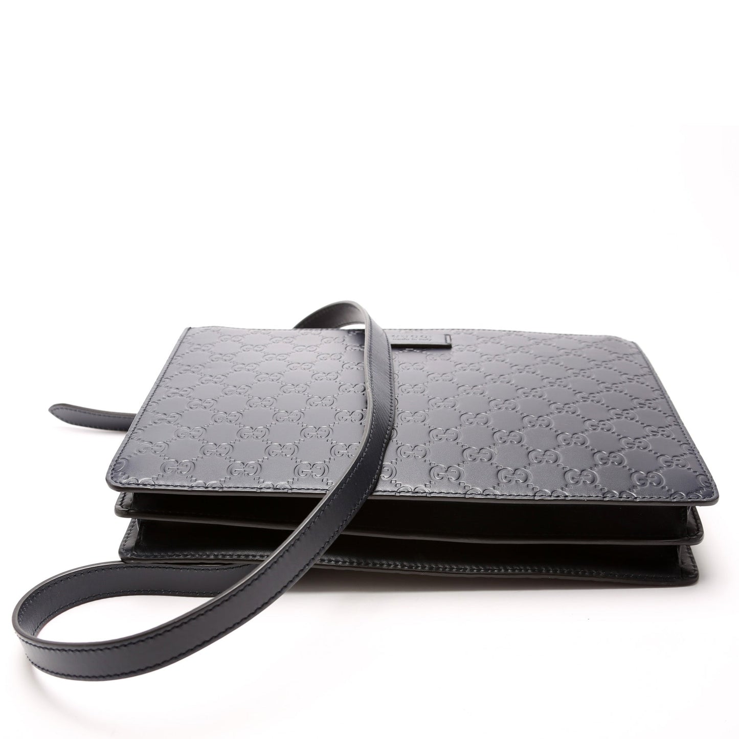 Gucci 450953 GG Leather Double Zip Messenger Bag