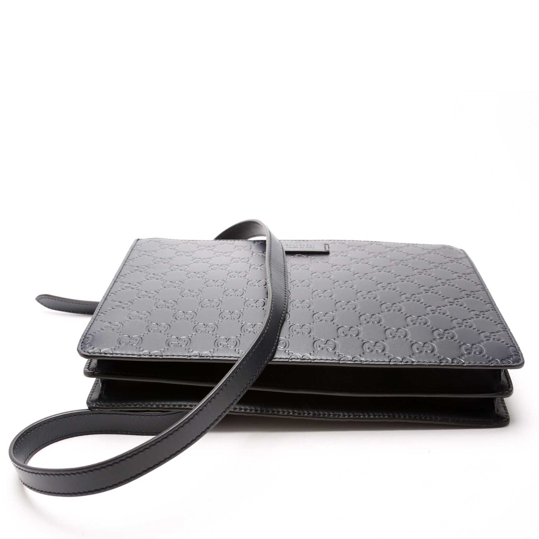 Gucci 450953 GG Leather Double Zip Messenger Bag