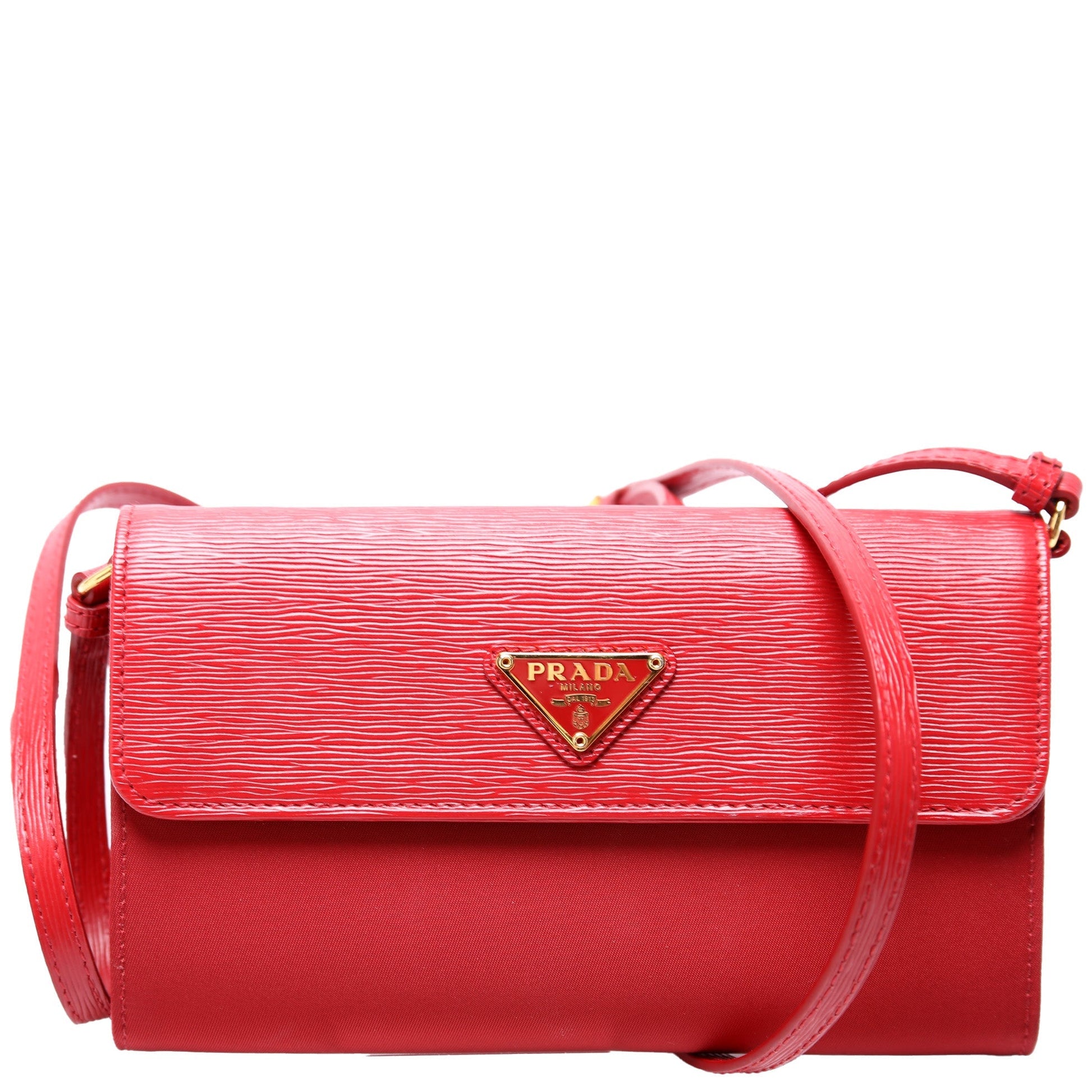 Prada Vitello Move/Tessuto Nylon Small Strap Wallet Bag