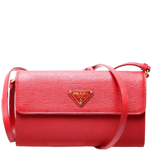 Prada Vitello Move/Tessuto Nylon Small Strap Wallet Bag